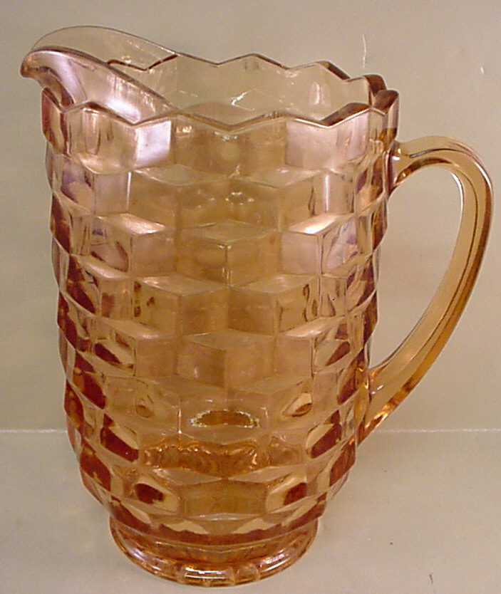 Colony Indiana Glass Pink 8 1/4" Cubist Pitcher Whitehall American